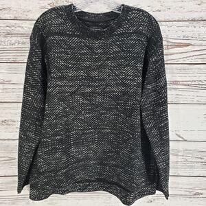 Lucky Brand Women's Black Knit Long Sleeve Pullover Sweater Top Size Large